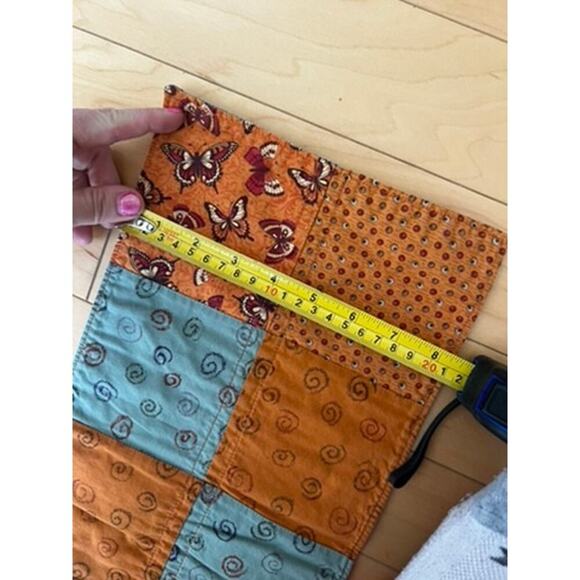 Decorative table runner with butterflies and other patterns, orange and blue - Picture 7 of 7